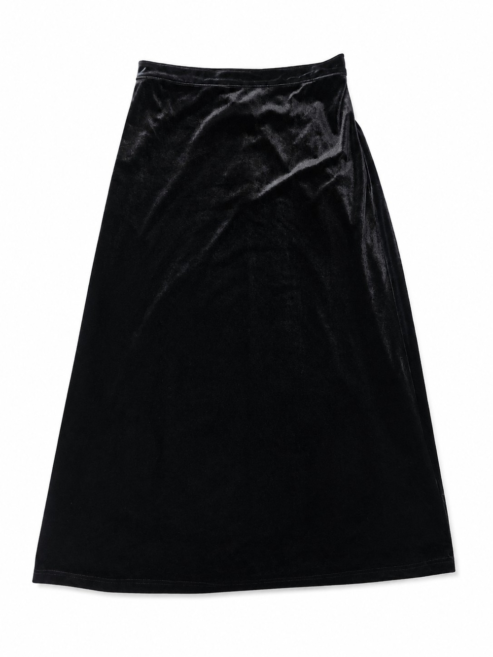 Vintage Black Velvet A-Line Maxi Skirt Size XL